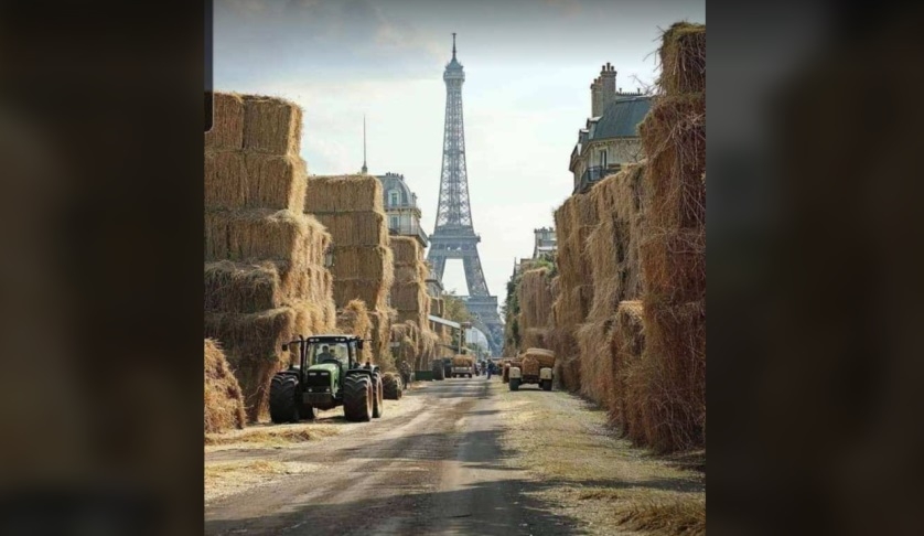 La vérité sur la photo des bottes de foin près de la Tour Eiffel